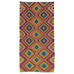 5.2x10.4 Ft Dazzling Vintage Kilim Rug. Unique Flatweave Carpet, Floor Covering