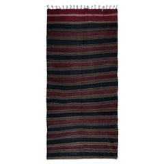 Rug & Kilim turco a righe tessuto a mano 5,2x11 Ft, tappeto in lana vintage a trama piatta