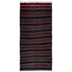 5.2x11 Ft Handgewebter gestreifter türkischer Kelim-Teppich, Flachgewebe Vintage Wollteppich