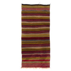 5.2x11.2 Ft Gestreifter handgewebter Wollkilim / Flachgewebe, Wendbarer Läufer