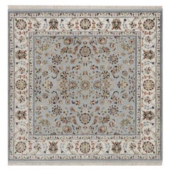 5
2"x5
2" Light Blue Nain All Over Design Wool 
Silk Hand Knotted Square Rug
