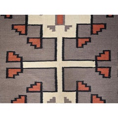 5'2"x6'10" Brown Flat Weave Hand Woven American Indian Southwest Design Wool Rug