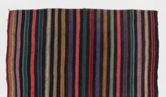 Alfombra kilim de lana de Anatolia de rayas vintage nómada, hecha a mano, de 2,8 metros de largo