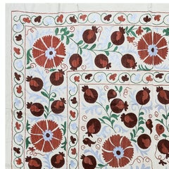 6.3x8.3 Ft Traditional Bed Cover, Silk Embroidery Wall Hanging, Uzbek Tablecloth