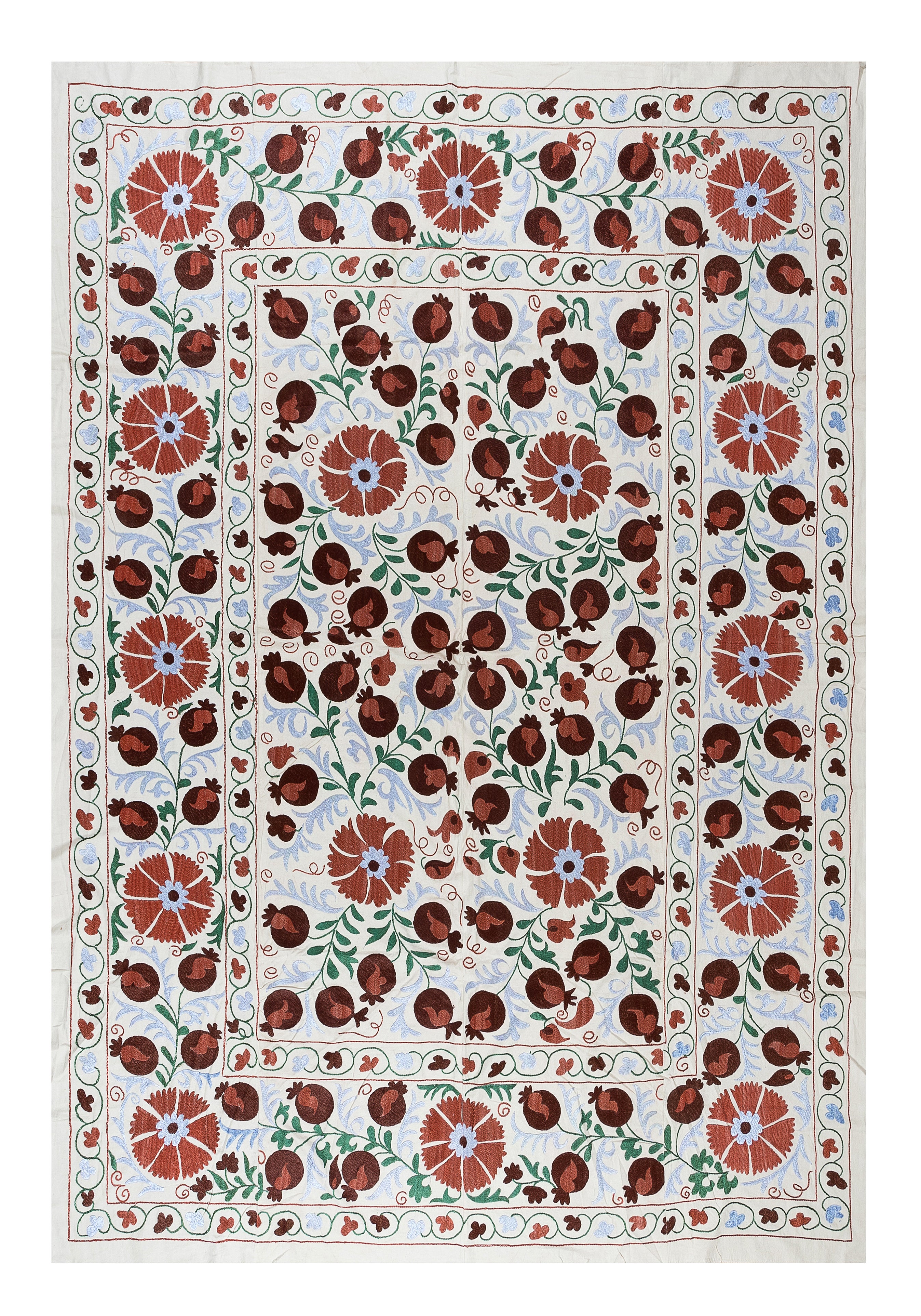 Bestickter Wandbezug, 6.3x8.3 m Uzbek, Bestickter Wandbezug, Usbekistanischer Wandteppich, Seidenüberwurf