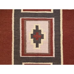 5'2"x7' Brown Hand Woven American Indian Southwest Design Pure Wool Rug