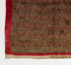 5.2x7 Ft Handmade Tulu Wool Rug with Floral Lattice Design in Camel & Red Colors