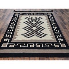 Alfombra de lana tejida a mano con diseño geométrico del suroeste, de color marrón caqui, de 1,57 m x 2,13 m