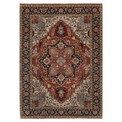 5'2"x7'2" Barn Red Antiqued Fine Heriz Recreation Hand Knotted Wool Oriental Rug