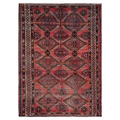 5'2"x7'2" Blush Red Vintage Persian Baluch Hand Knotted Pure Wool Oriental Rug