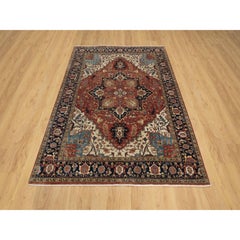 5'2 "x7'2" Ziegelrot Antik Feiner Heriz Re-Kreation Handgeknüpfter Weicher Wollteppich
