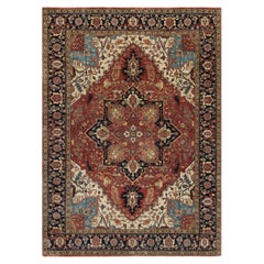 5'2"x7'2" Brick Red Antiqued Fine Heriz Re-Creation Hand Knotted Soft Wool Rug