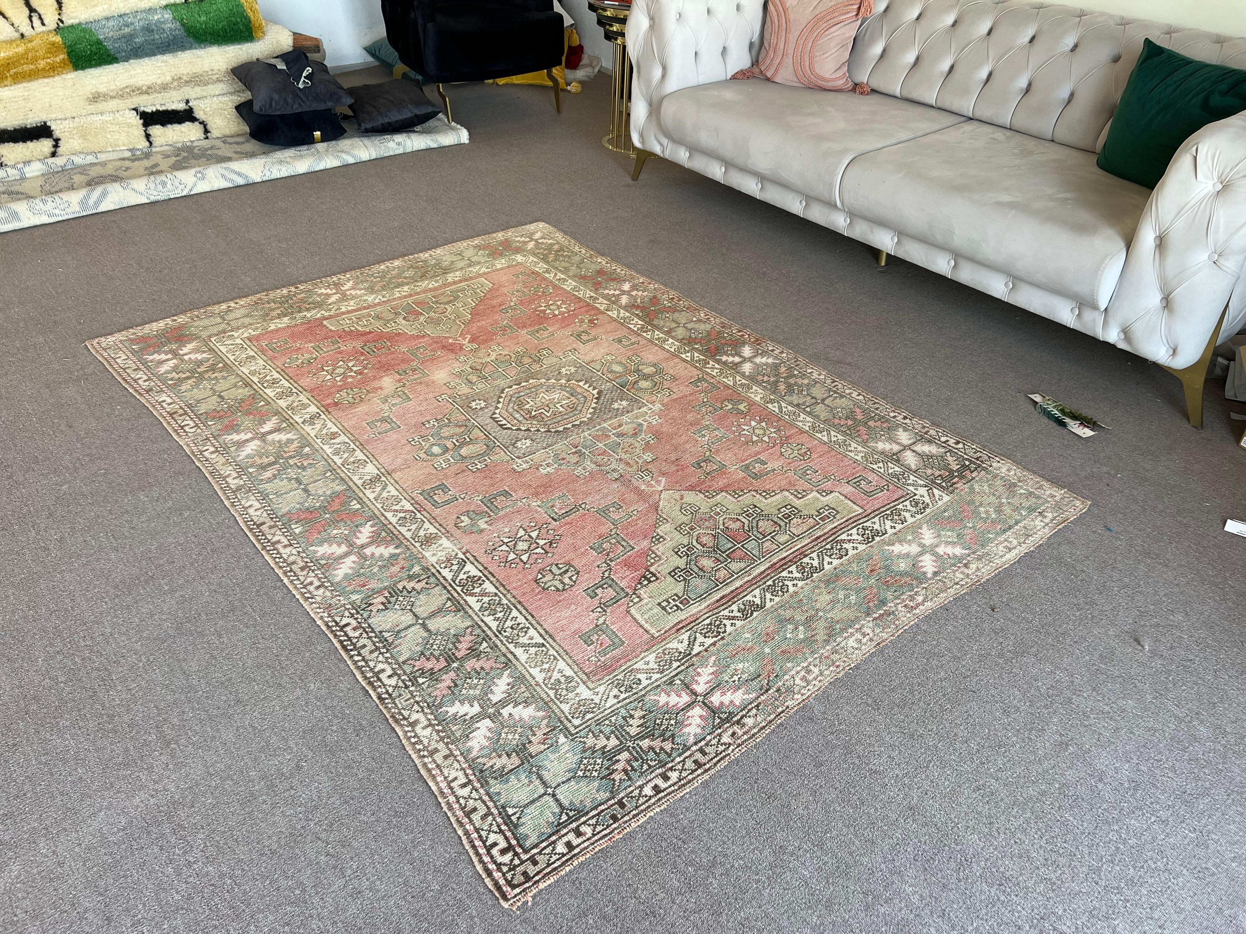 Wool 5.2x7.3 Ft Antique Turkish Bergama Rug, Ca 1920 For Sale