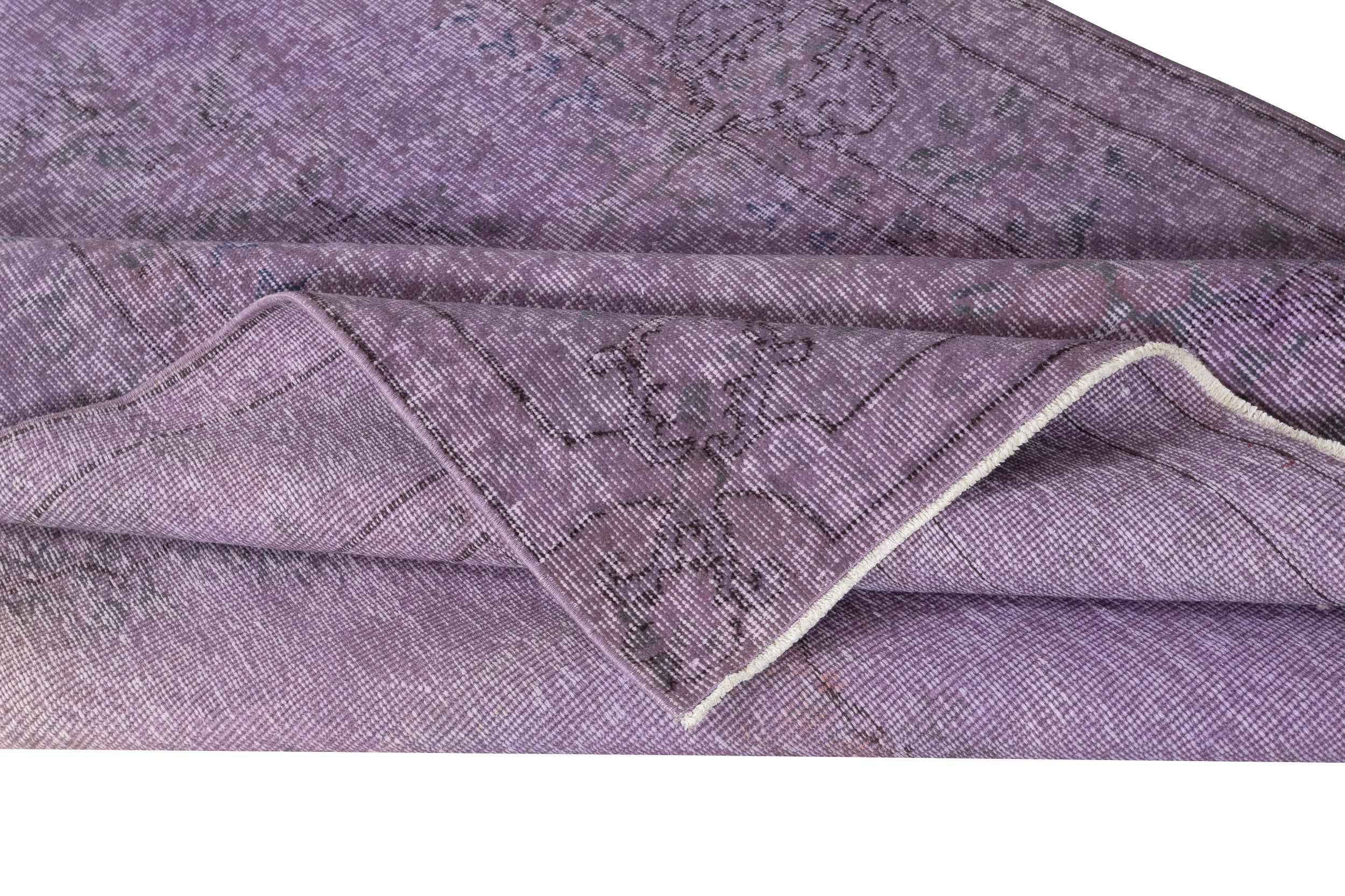 Alfombra Turca Decorativa Teñida a Mano de Color Morado de 2,5 x 3,8 Metros Moderno en venta