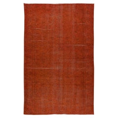 5.2x8.2 Ft Alfombra Turca Anudada a Mano Sobreteñida en Naranja Interiores Contemporáneos