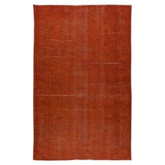 5.2x8.2 Ft Hand Knotted Turkish Rug Over-Dyed in Orange Contemporary Interiors