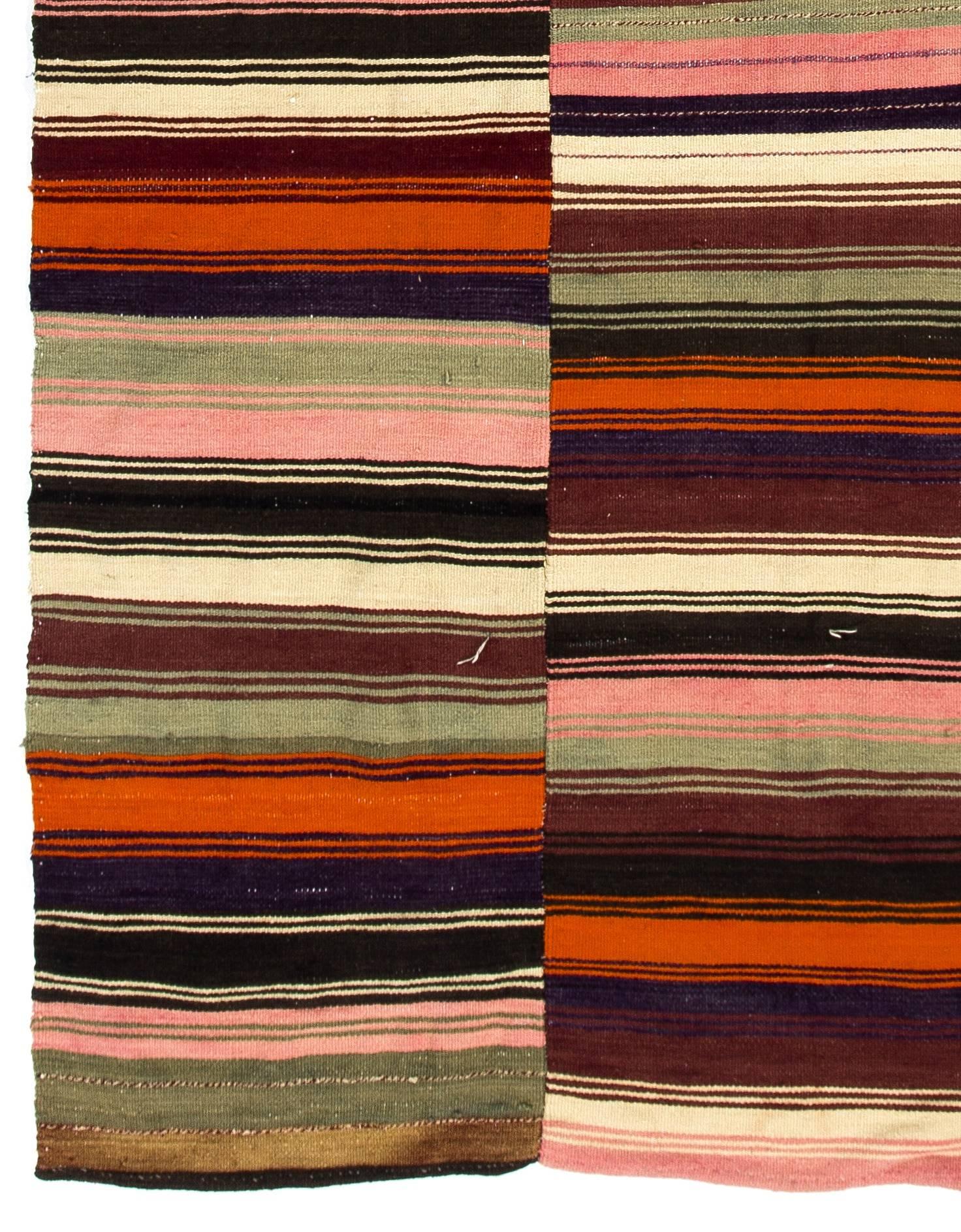 5x8.3 Ft Tessuto a mano in lana turca vintage a trama piatta & Kilim Rug In condizioni buone in vendita a Philadelphia, PA
