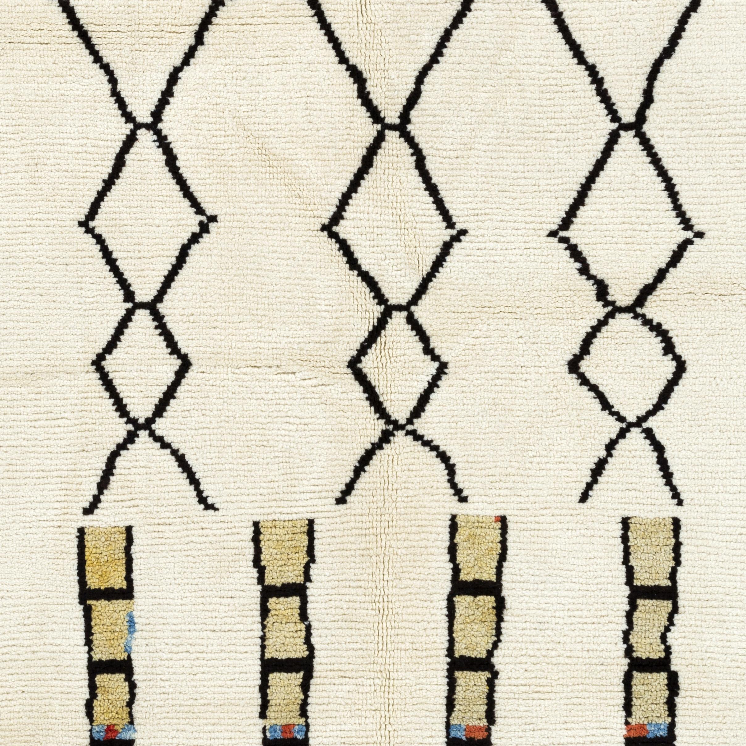 Hand-Knotted 5.2x8.3 Ft Handmade Moroccan Rug, 100% Wool, Soft Pile, Custom Options Available For Sale