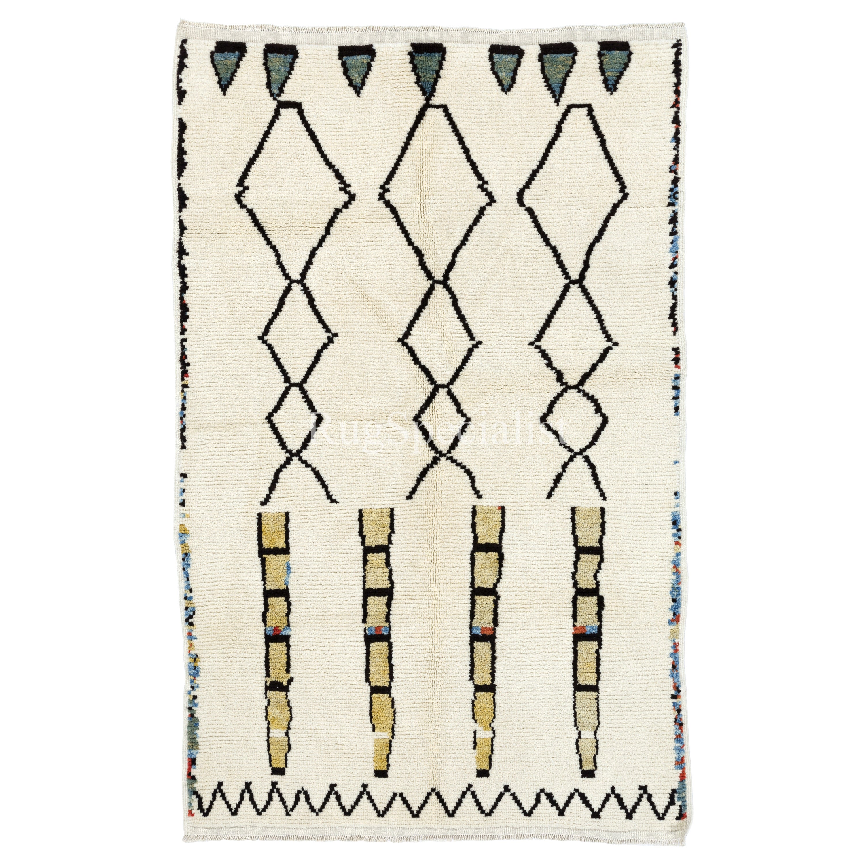 5.2x8.3 Ft Handmade Moroccan Rug, 100% Wool, Soft Pile, Custom Options Available For Sale