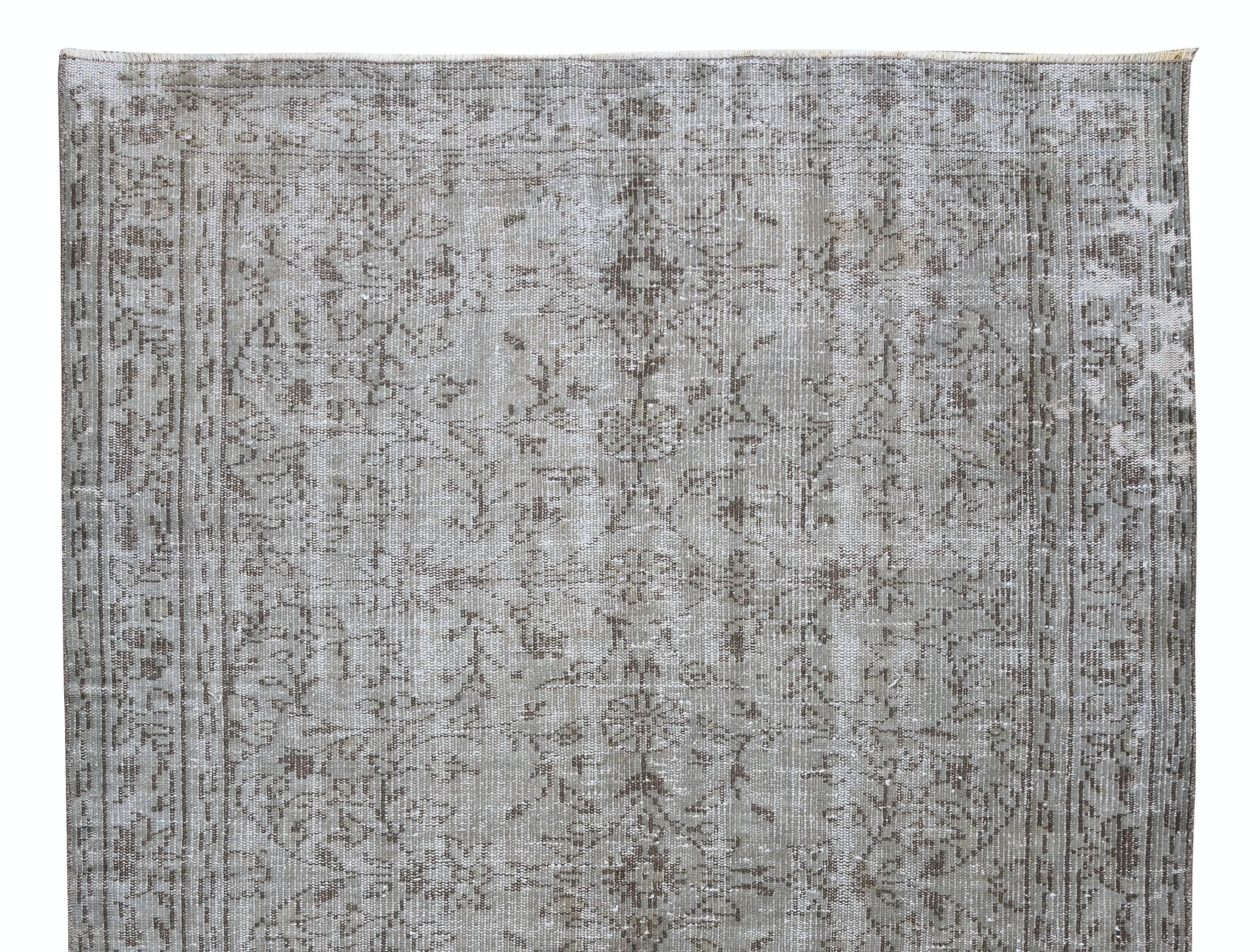 5.2x8.3 Ft Handgefertigter Türkischer Vorleger in Grau 4 Modern Interiors. Vintage-Teppich (Handgeknüpft) im Angebot
