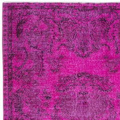 5.2x8.3 Ft Pink Aubusson Inspired Rug for Modern Interiors, Handmade in Turkey