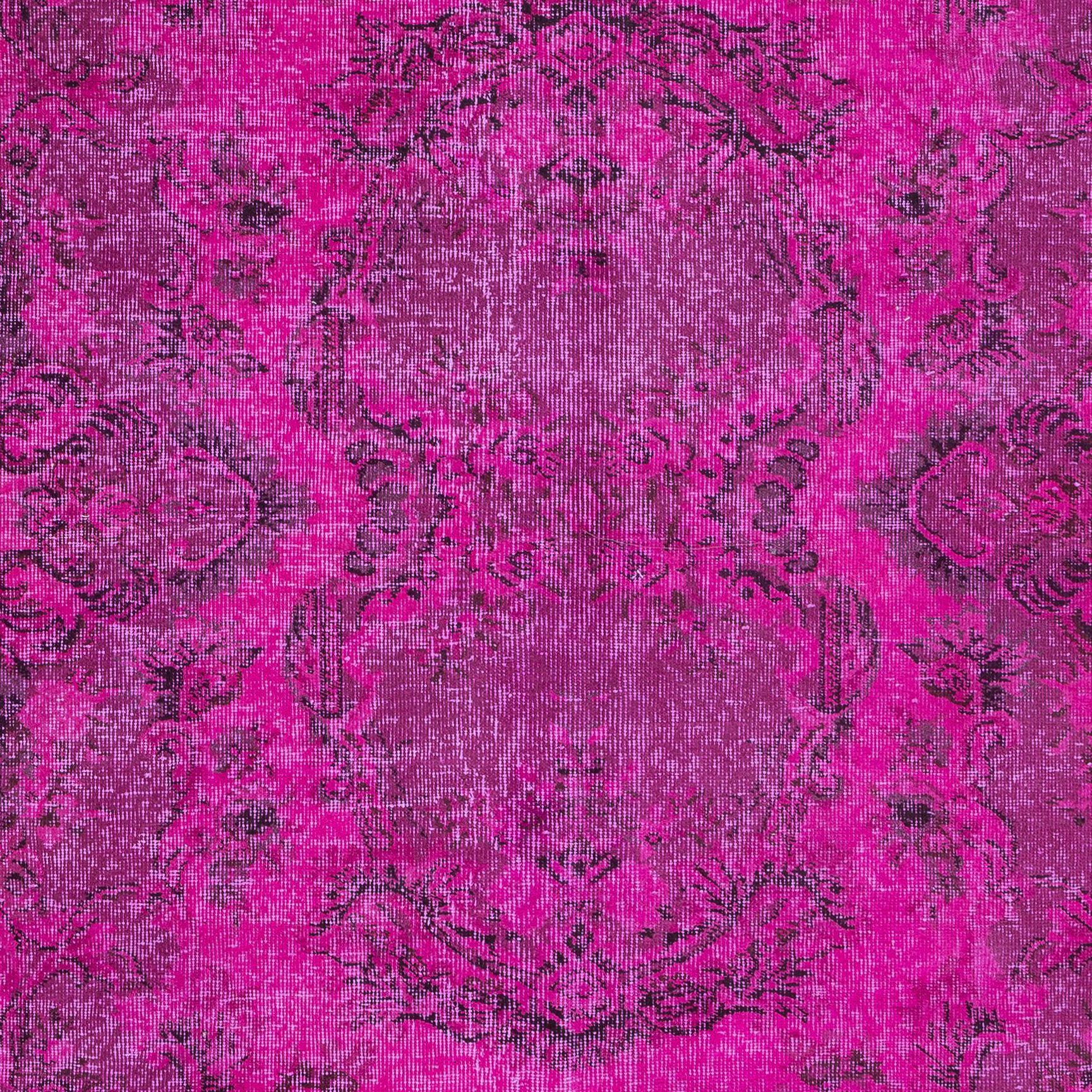 Turkish 5.2x8.3 Ft Pink Aubusson Inspired Rug for Modern Interiors, Handmade in Turkey For Sale