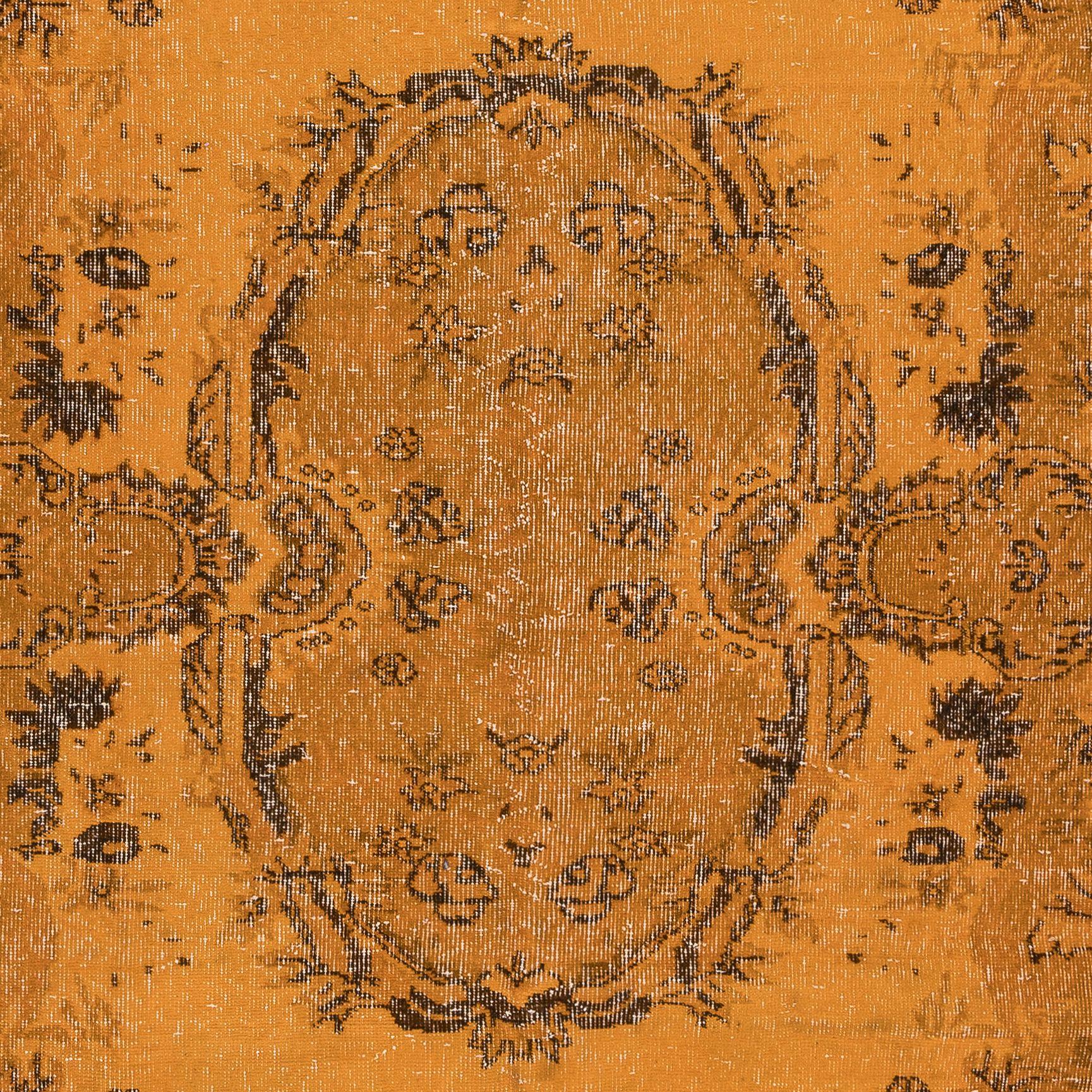 Turkish 5.2x8.4 Ft French Aubusson Inspired Orange Area Rug, Handknotted in Turkey For Sale