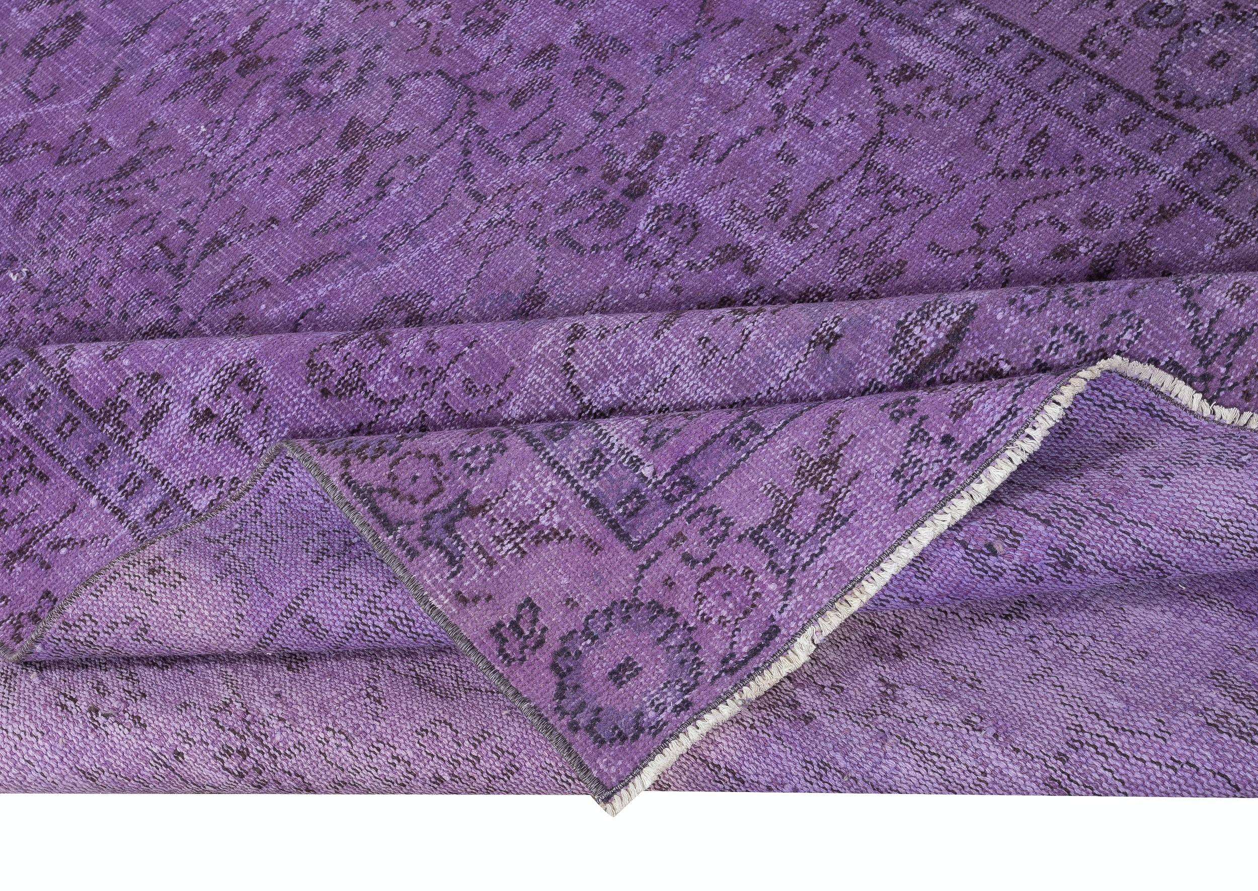 Moderne 5.2x8.4 Ft Handmade Anti-bacterial Area Rug, Purple Color Handmade Turkish Rug en vente