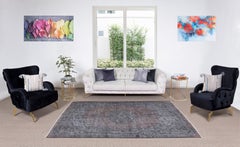 5.2x8.4 Ft Handgefertigter Türkischer Teppich in Grau & Brown. Moderner Teppich im Medaillon-Design