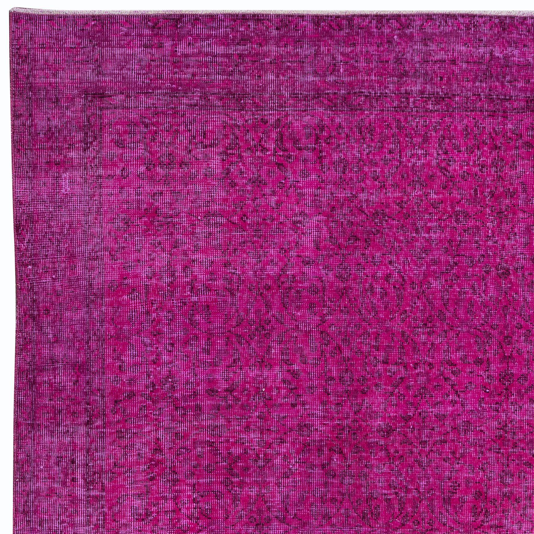Hand-Knotted 5.2x8.4 Ft Pink Rug From Turkey, Great 4 Modern Interior, Handmade Floral Carpet For Sale