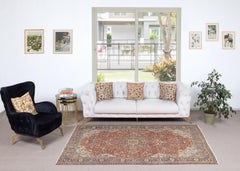 5.2x8.4 Ft Traditional Handmade Turkish Vintage Rug for Living Room or Bedroom