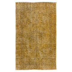 5.2x8.5 Ft Hand Made Vintage Turkish Area Rug in Yellow 4 Modern Interiors