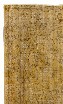 5.2x8.5 Ft Hand-Made Vintage Turkish Area Rug in Yellow 4 Modern Interiors