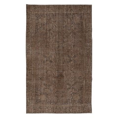 5.2x8.5 Ft Handgefertigter Türkischer Teppich Neu Gefärbt in Brown für Modern Living Room Decor