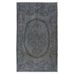 5.2x8.6 Ft Contemporary Handmade Turkish Wool Area Rug Over-Dyed in Gray Color (Tapis de laine turque surteint en gris)