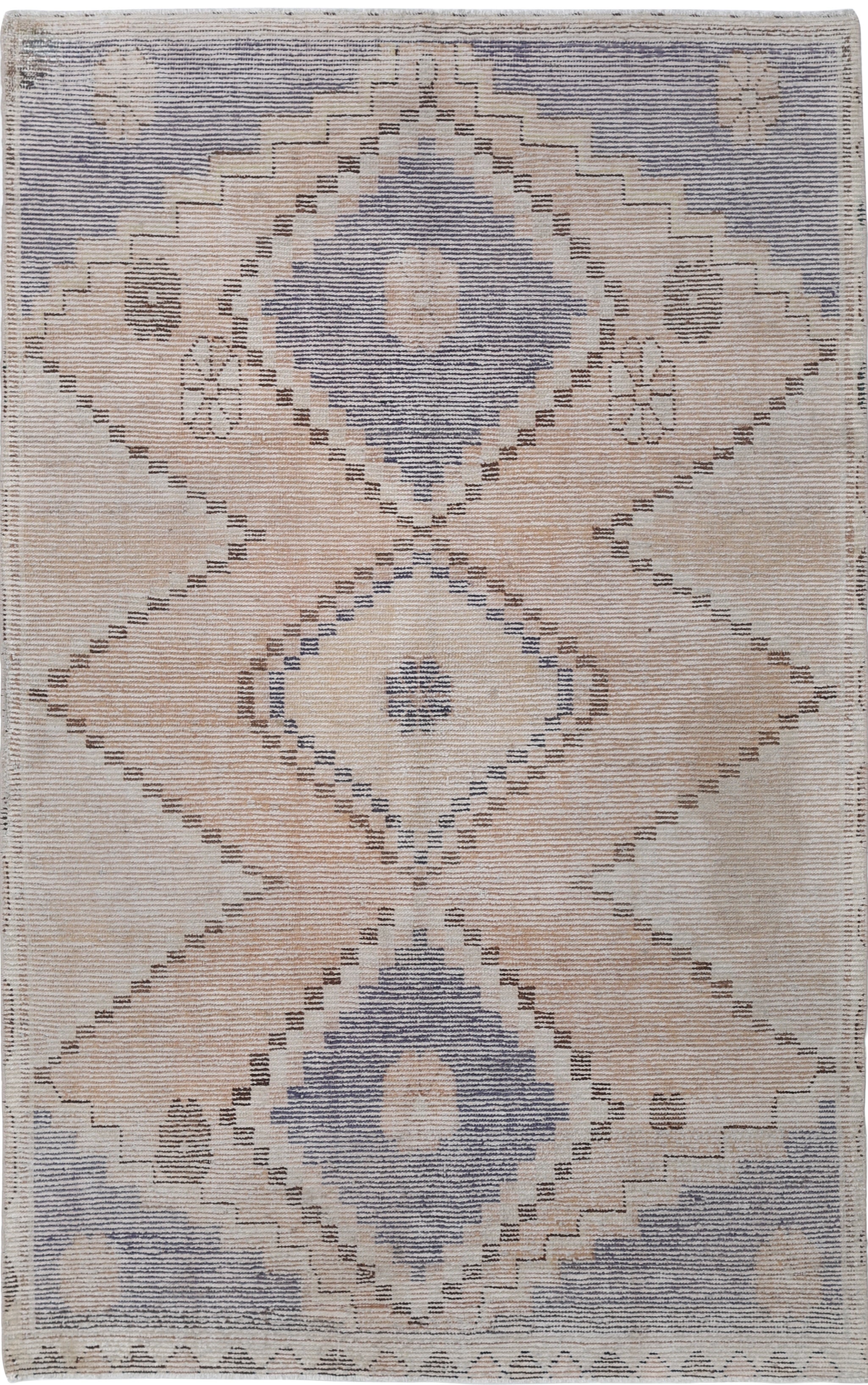 5.2x8.6 ft Handknotted Light Blue, Beige Area Rug. Turkish Striped Geometric Rug