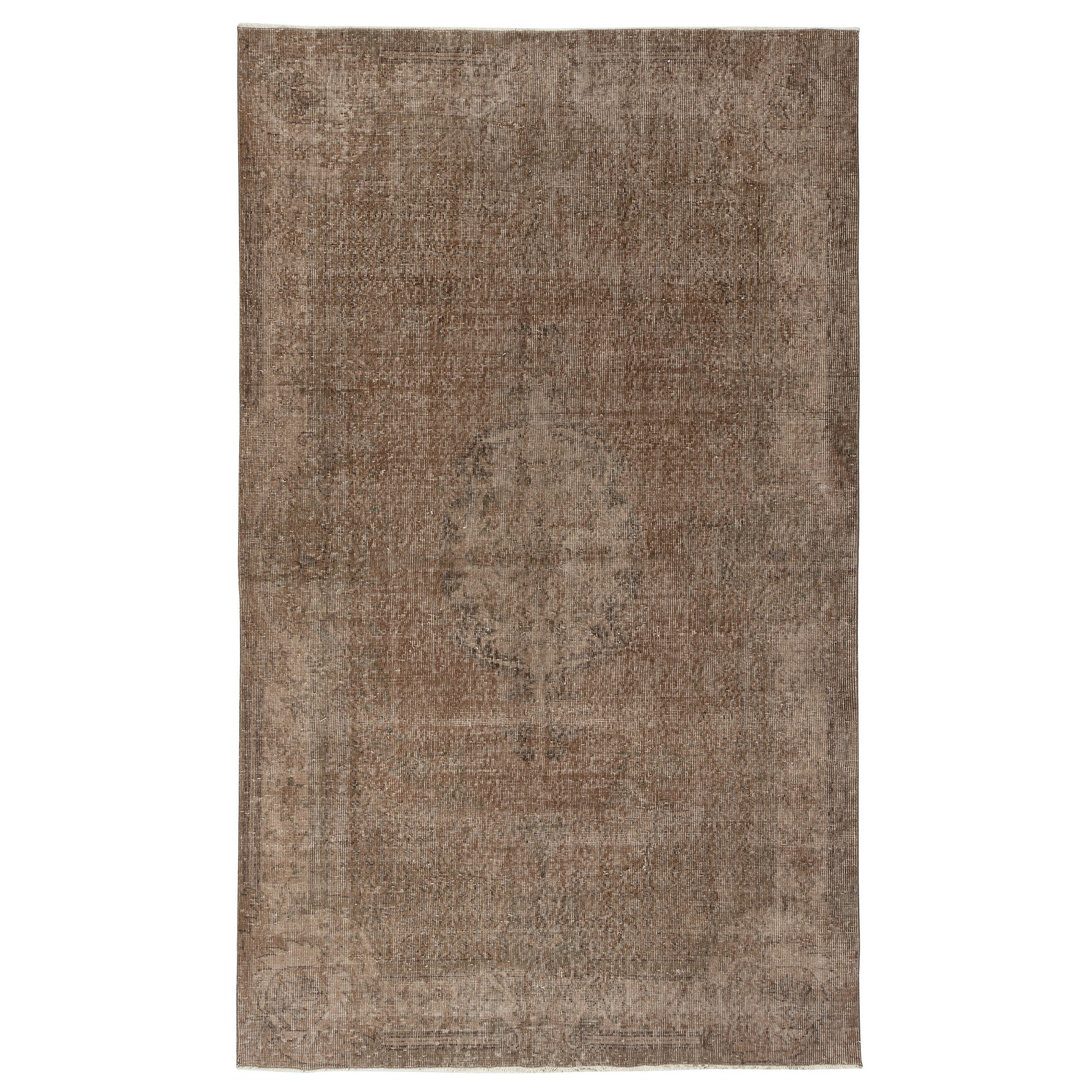 5.2x8.6 Ft Vintage Handmade Türkisch Teppich Overdyed in Braun für moderne Innenräume