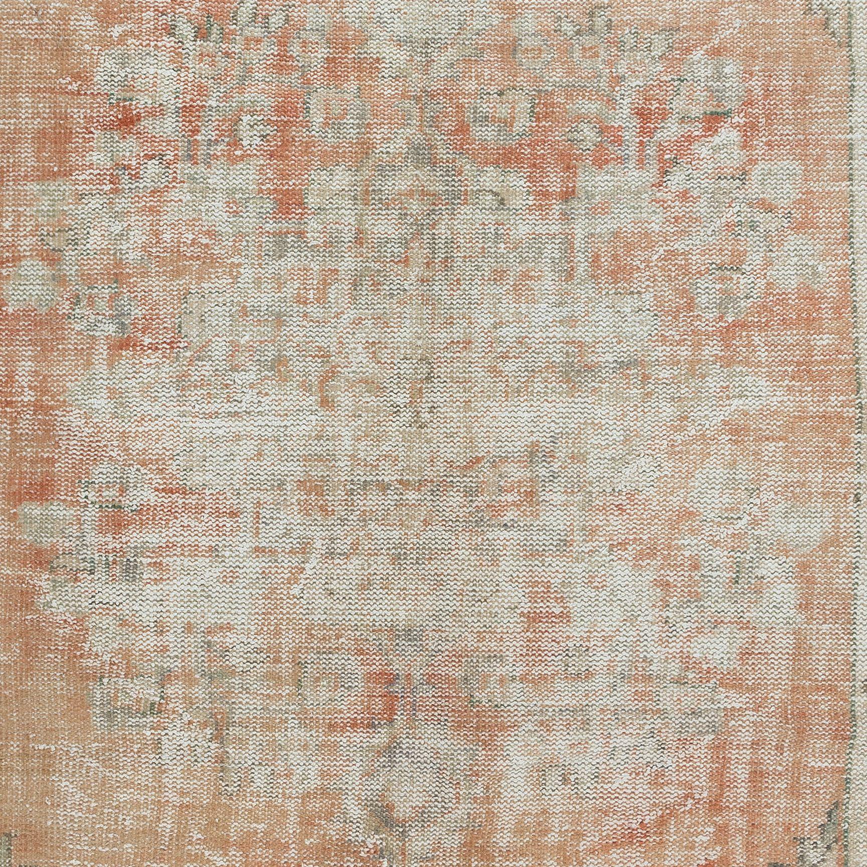 Turkish 5.2x8.7 Ft Hand Knotted Anatolian Rug, Mid-Century Shabby Chic Carpet For Sale