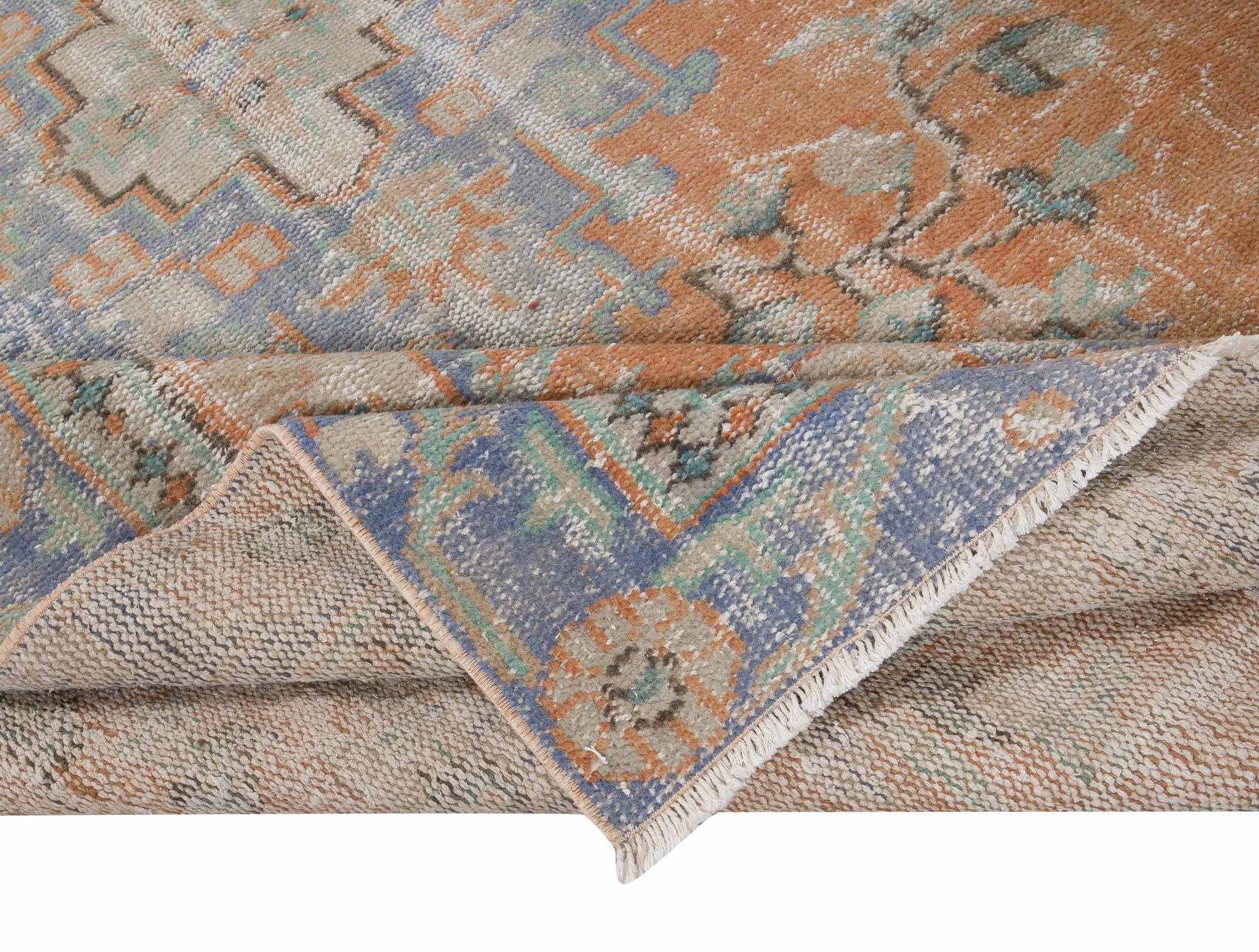 Turkish 5.2x8.7 Ft Hand Knotted Tribal Rug, Circa 1955, Vintage Handmade Village Carpet For Sale