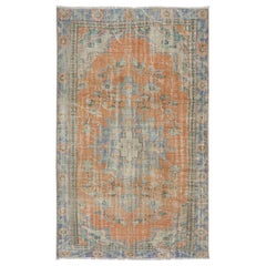 Handgeknüpfter Stammesteppich 5.2x8.7 Ft, ca. 1955, Vintage, handgefertigter Dorfteppich, handgefertigt