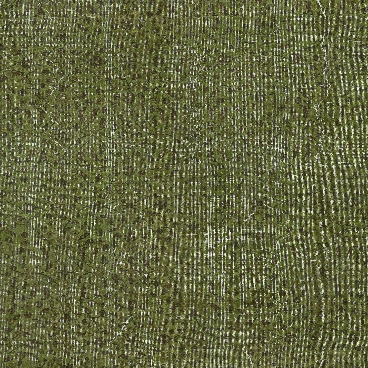 Mid-20th Century 5.2x8.7 Ft Modern Handmade Floral Patterned Turkish Wool Area Rug in Green Color For Sale