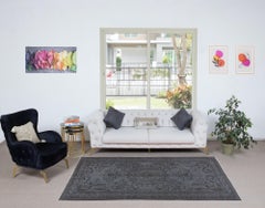 5.2x8.8 Ft Contemporary Handmade Turkish Wool Area Rug in Grey & Brown Tones