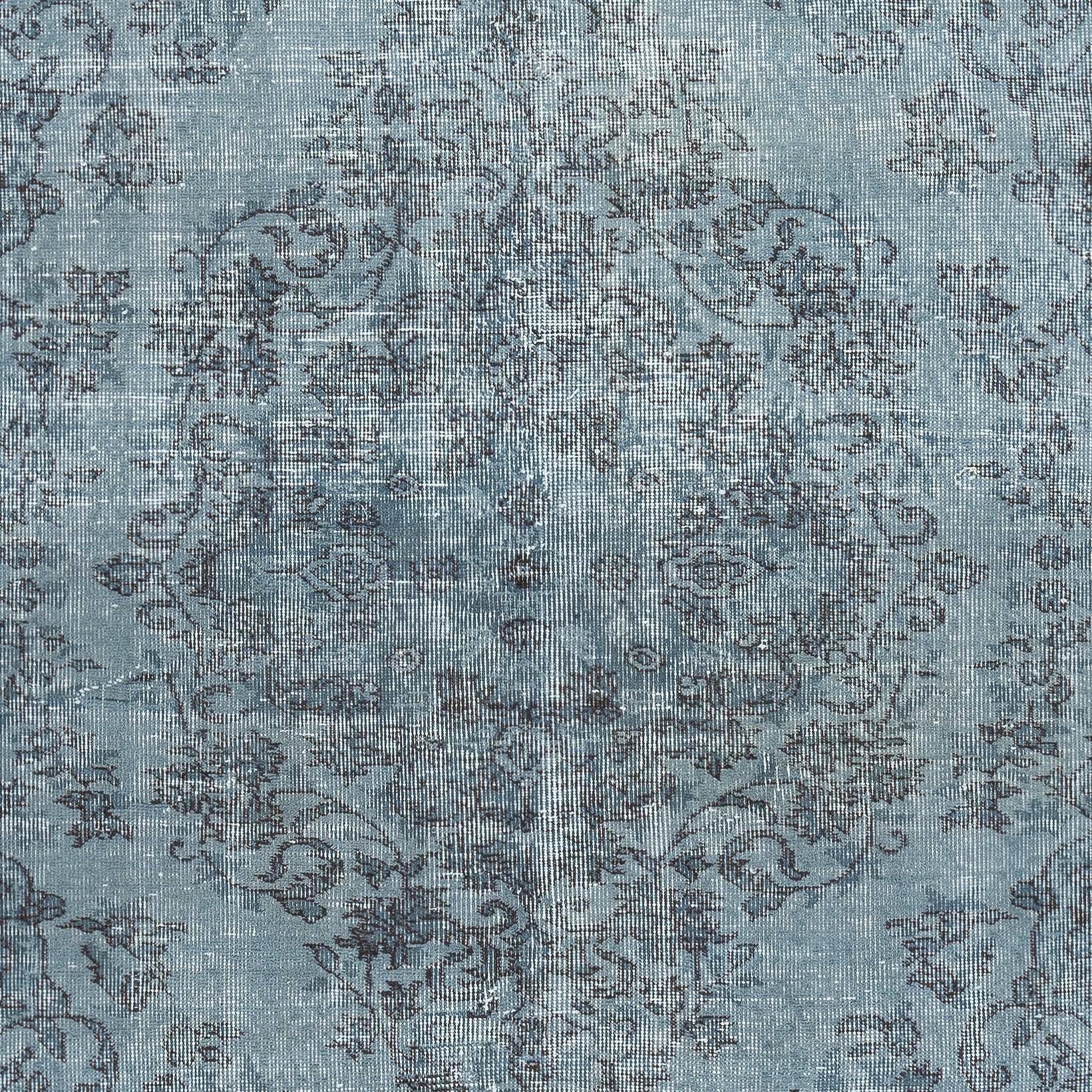 Mid-20th Century 5.2x8.8 Ft Light Blue Color Handmade Turkish Wool Area Rug for Modern Interiors For Sale