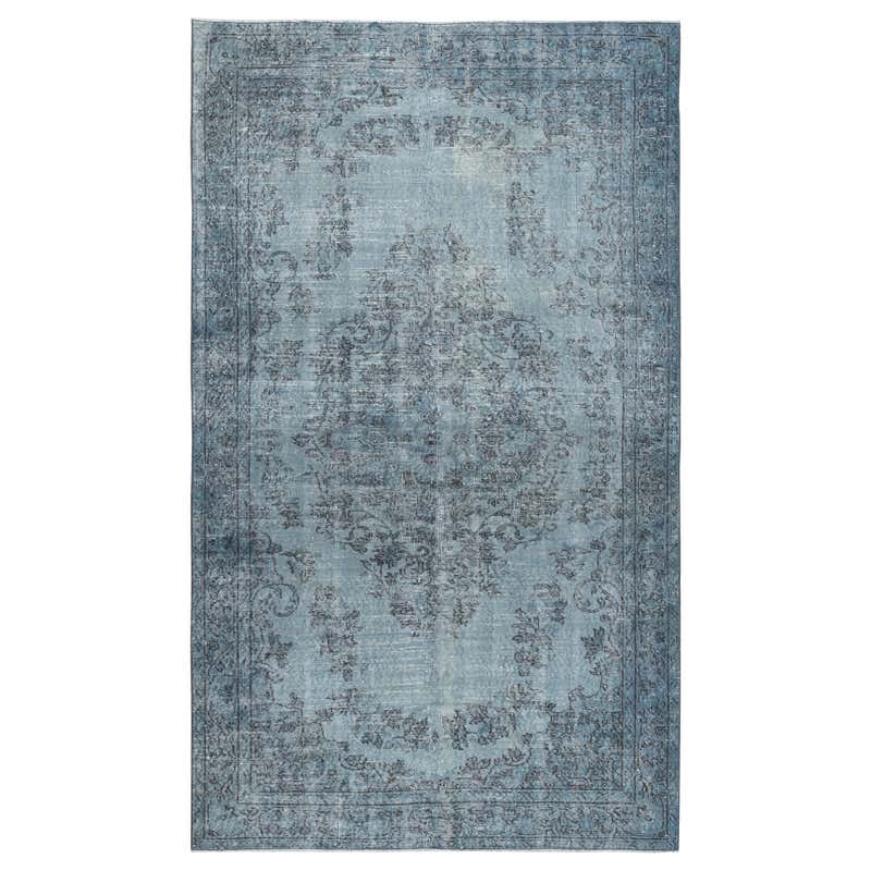 One-of-a-kind Hand Knotted Eclectic Light Blue Area Rug For Sale at 1stDibs