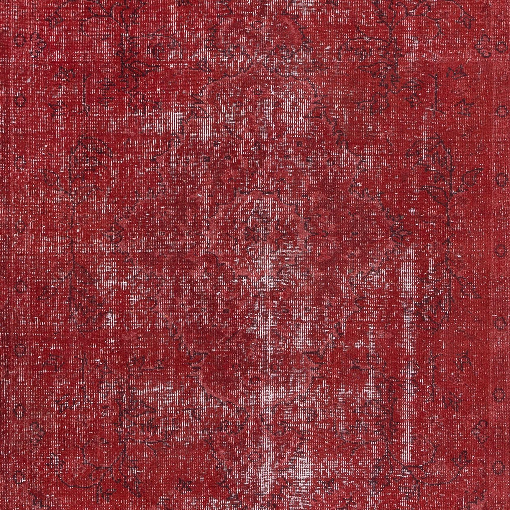 5.2x8.8 Ft Red Turkish Rug, Handmade Bohemian & Eclectic Carpet In Good Condition For Sale In Spring Valley, NY