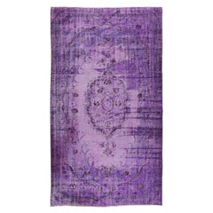 Vintage Handmade Turkish Area Rug, Contemporary Wool Carpet in Purple