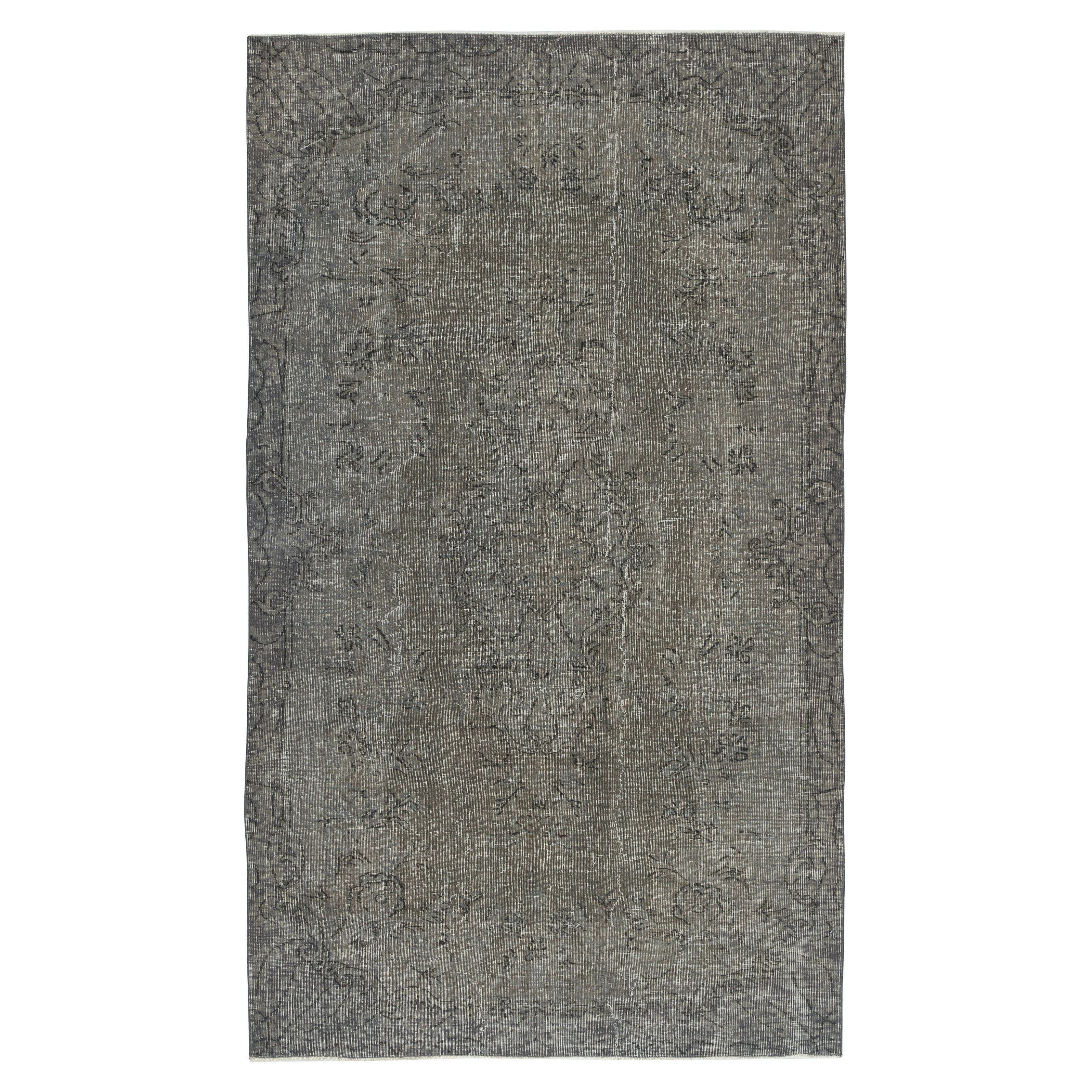 5.2x9 Ft Gray Redyed Vintage Turkish Rug. Handgefertigte Teppiche für moderne Innenräume