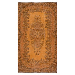 5.2x9 Ft Handgefertigter Türkischer Salon Teppich in Orange, Moderner Schlafzimmer Wollteppich