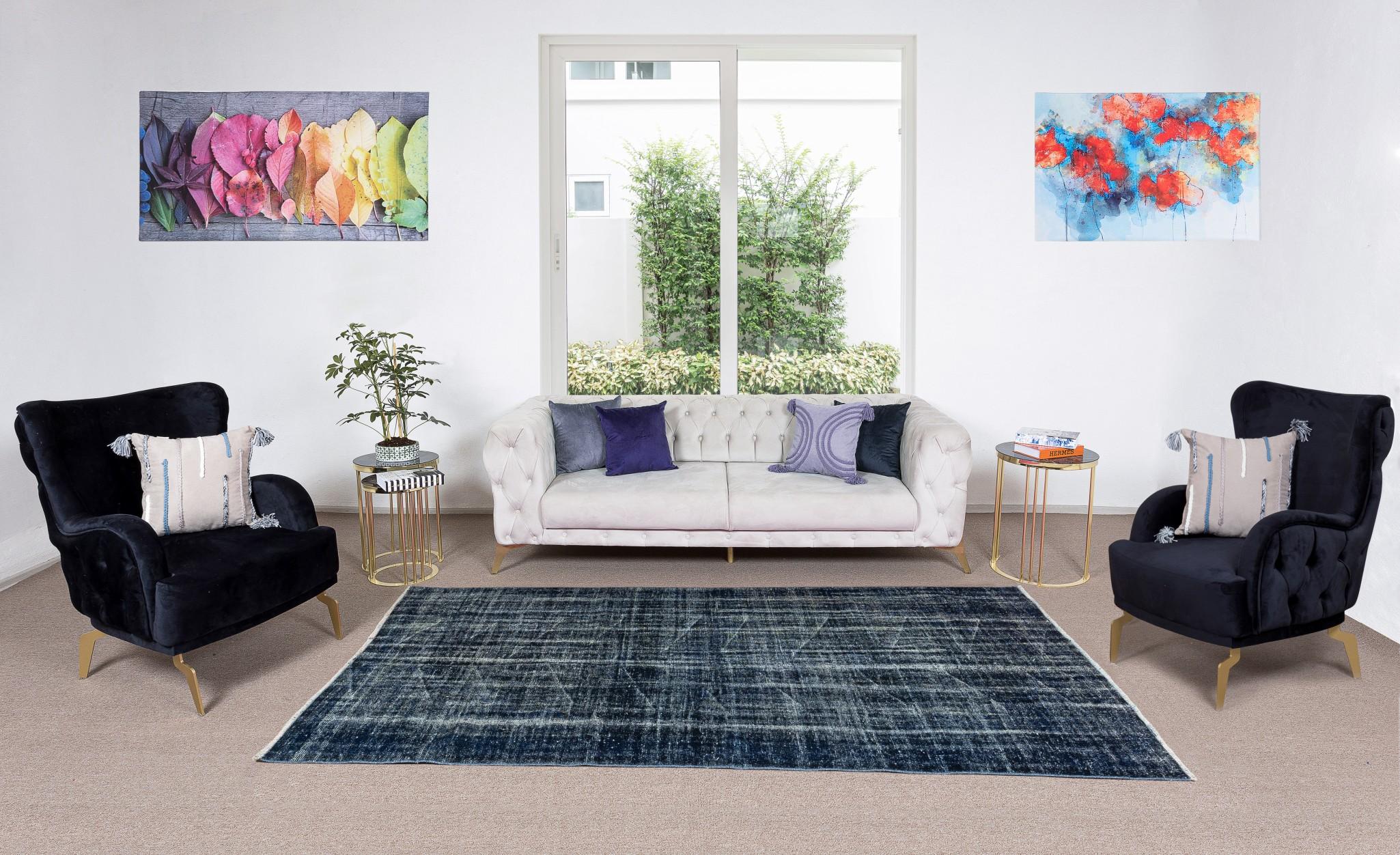 Our over-dyed rugs are all hand knotted vintage pieces that are recreated in our workshop to cater to a wider range of interior design choices from modern to coastal, from Industrial to rustic/cottage. These 50 to 70 year-old rugs were hand knotted