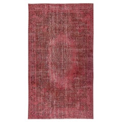 5.2x9 Ft Vintage Handmade Türkischer Teppich Overdyed in Rot für moderne Interieurs